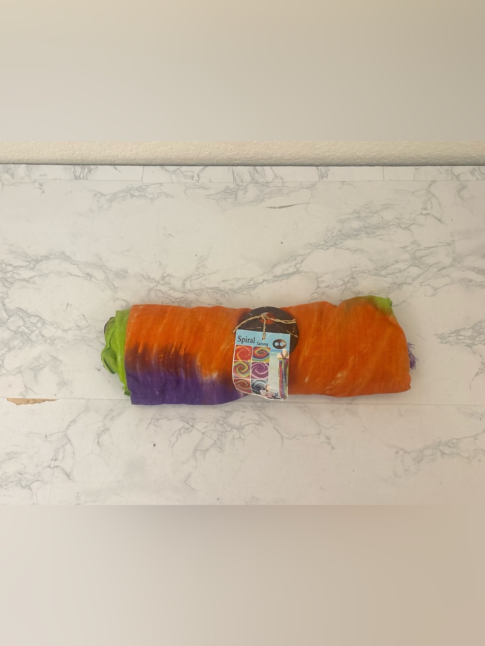 Sarong Wrap By Spiral Sarong, Tye Dye Swirl Theme, One Size, 40"x 60" NWT